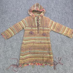 Vintage Jayli Hooded Sweater Tunic Womens Small Boho Hippie Fringe Cotton
